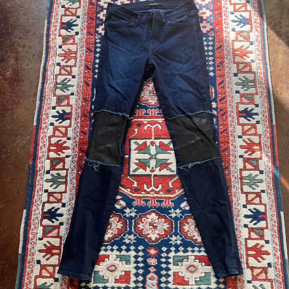 J. Brand Skinny Jeans with Leather Knee Patches